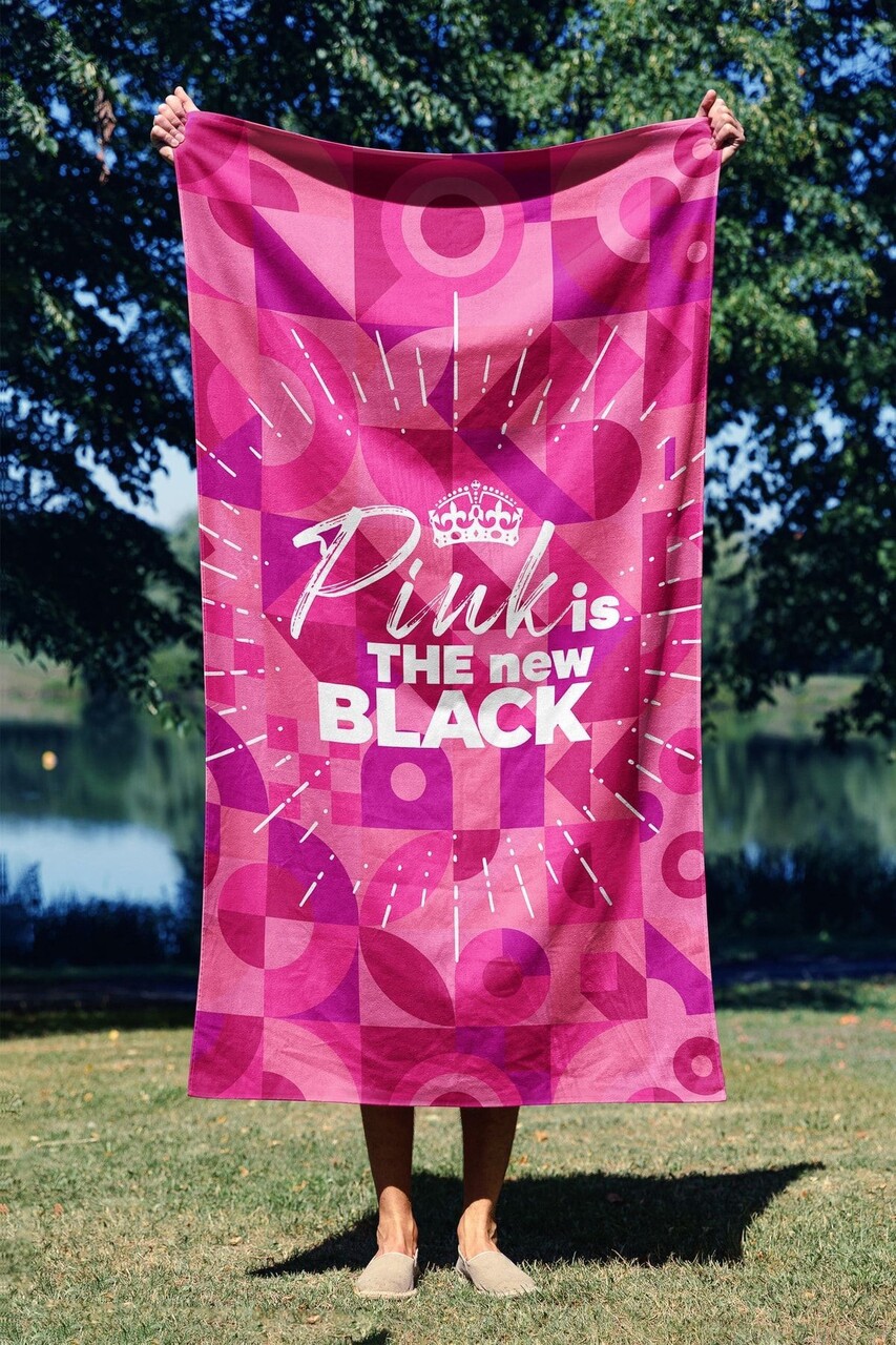 Prosop de plaja, L'essentiel Maison, Pink is The New Black 70, 70x130 cm, Multicolor - imagine 7